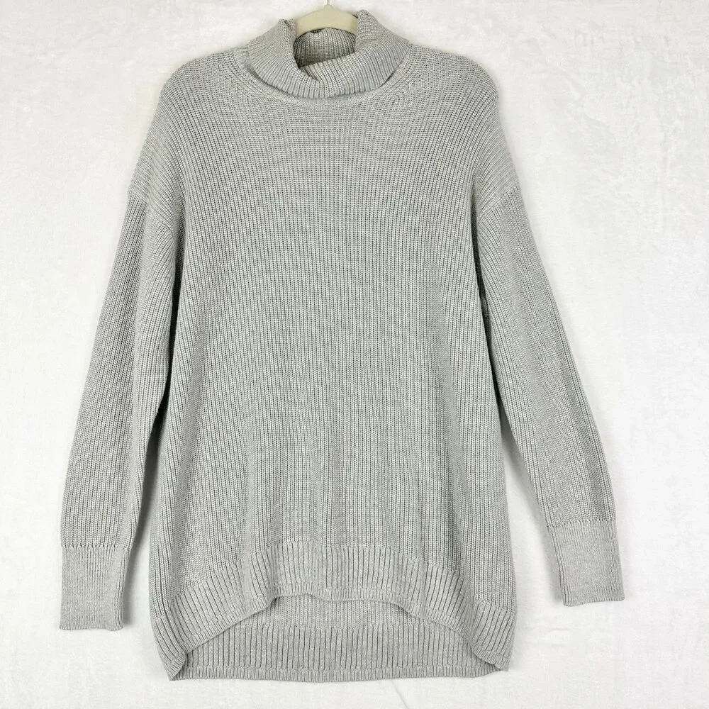 J Crew Womens Ribbed Cotton Cashmere Blend Relaxed Turtleneck Sweater Medium NWT
